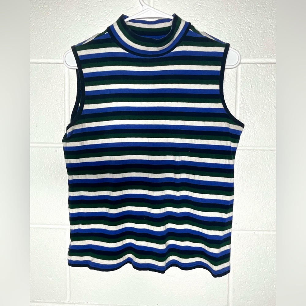 < Vintage Liz Claiborne Striped Mock Neck Top >